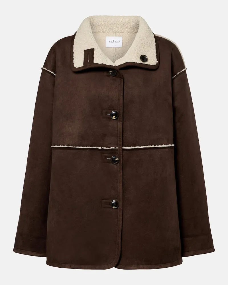Velvet Jacke Shona mit Faux Shearling Braun
