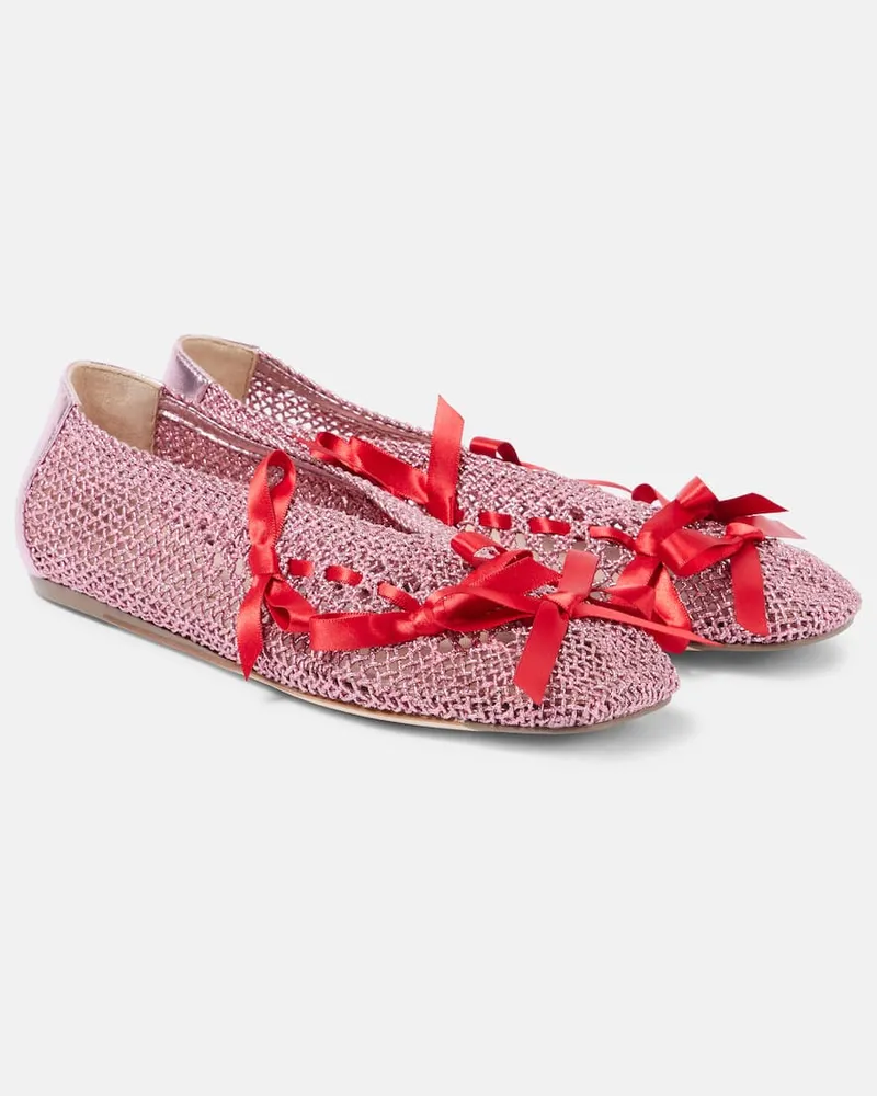 Simone Rocha Ballerinas aus Häkelstrick Rosa