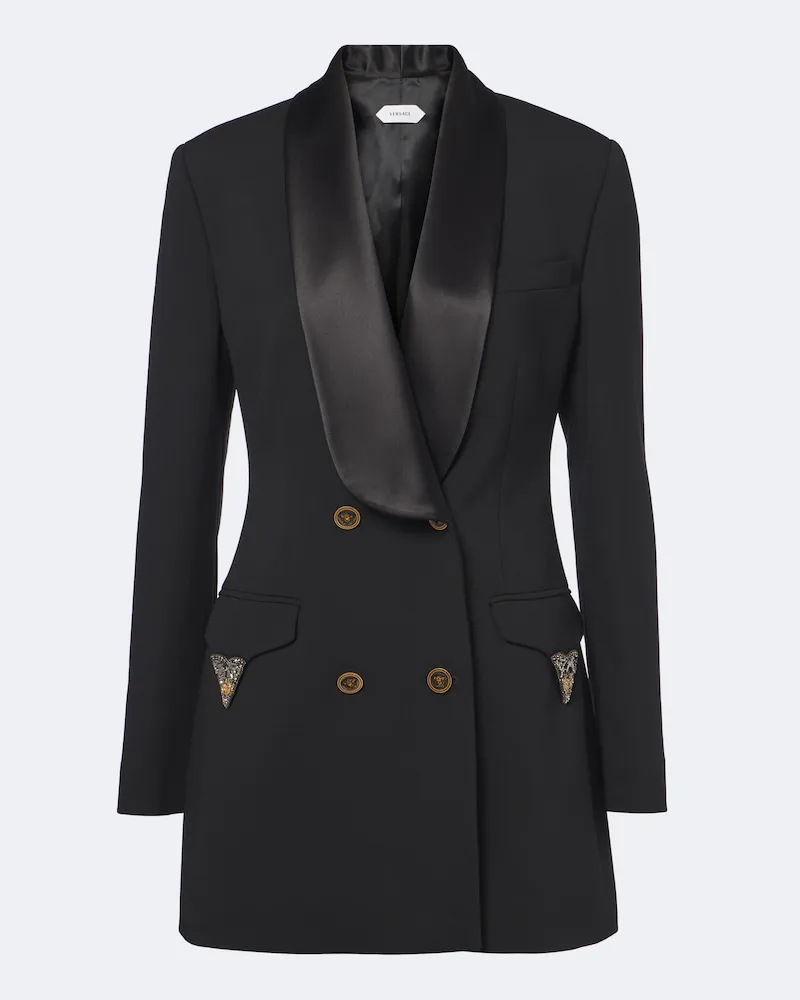 Versace Verzierte Smoking-Jacke aus Wolle Schwarz