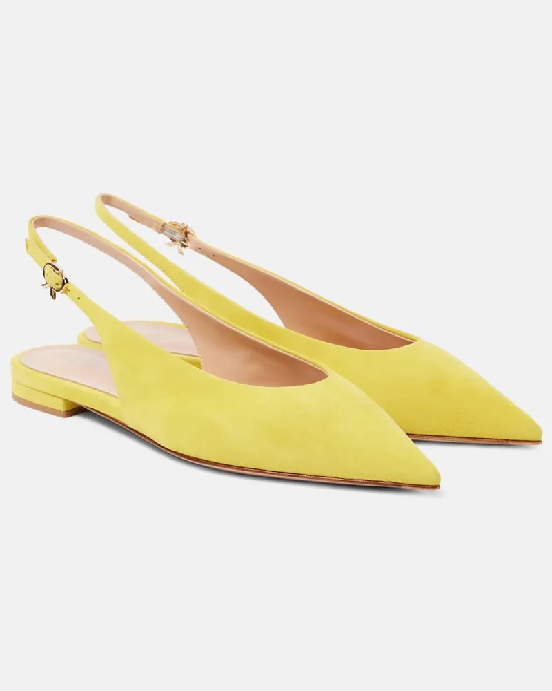 Gianvito Rossi Slingback-Ballerinas aus Veloursleder Gelb
