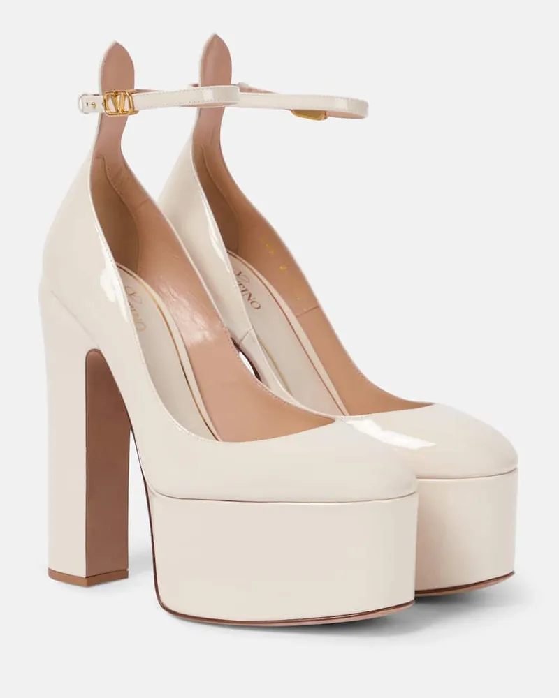 Valentino Garavani Plateau-Pumps Tan-Go 155 aus Lackleder Weiß