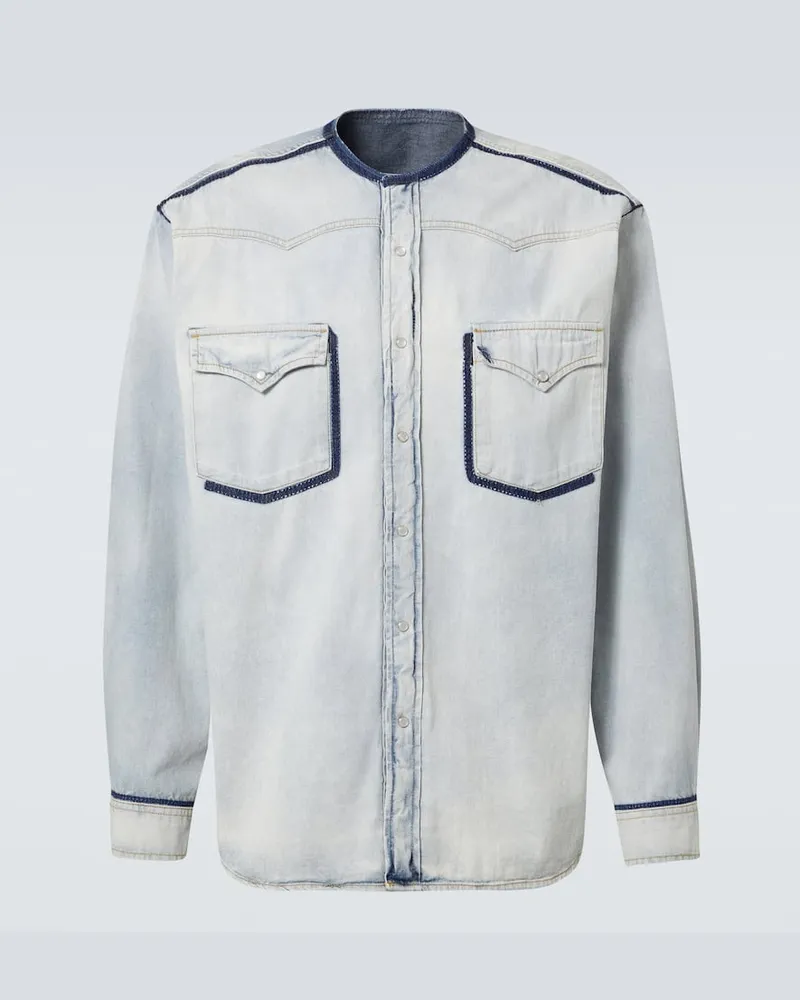 Maison Margiela Verzierte Hemdjacke aus Denim Blau