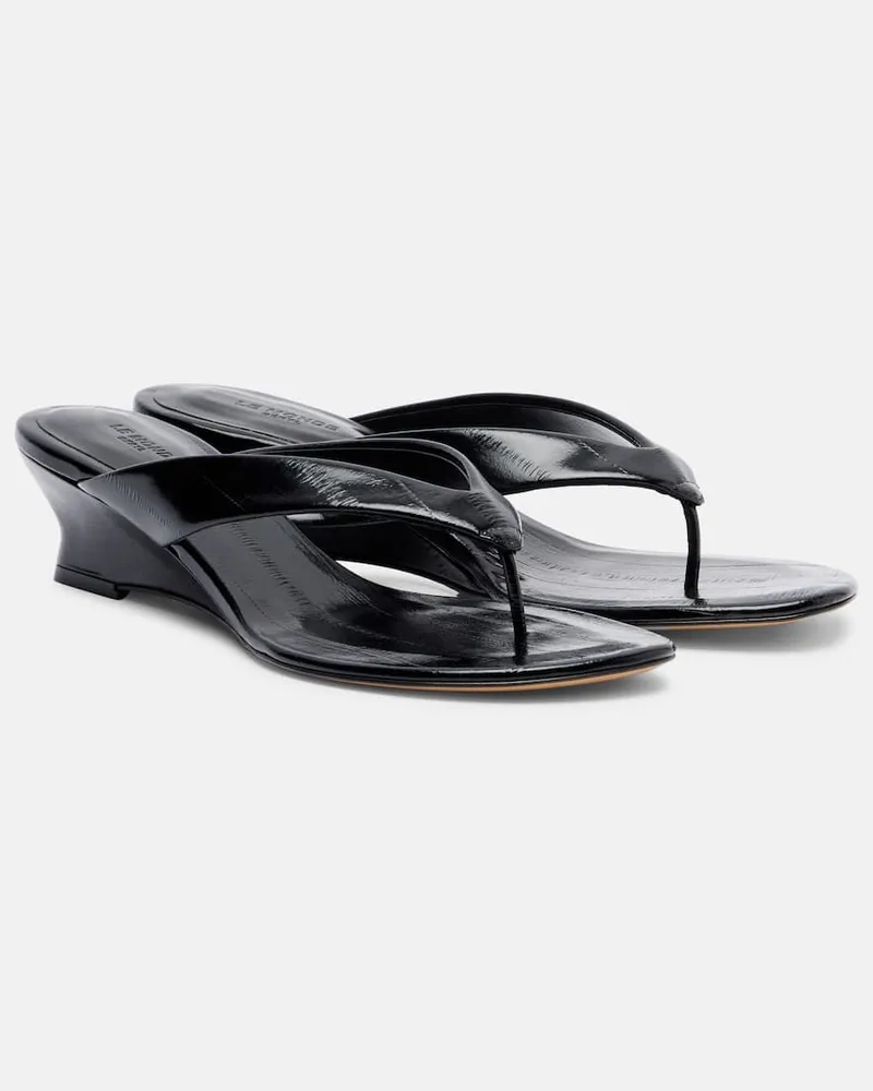 Le Monde Béryl Le Monde Béryl Sandalen Micro Wedge aus Leder Schwarz