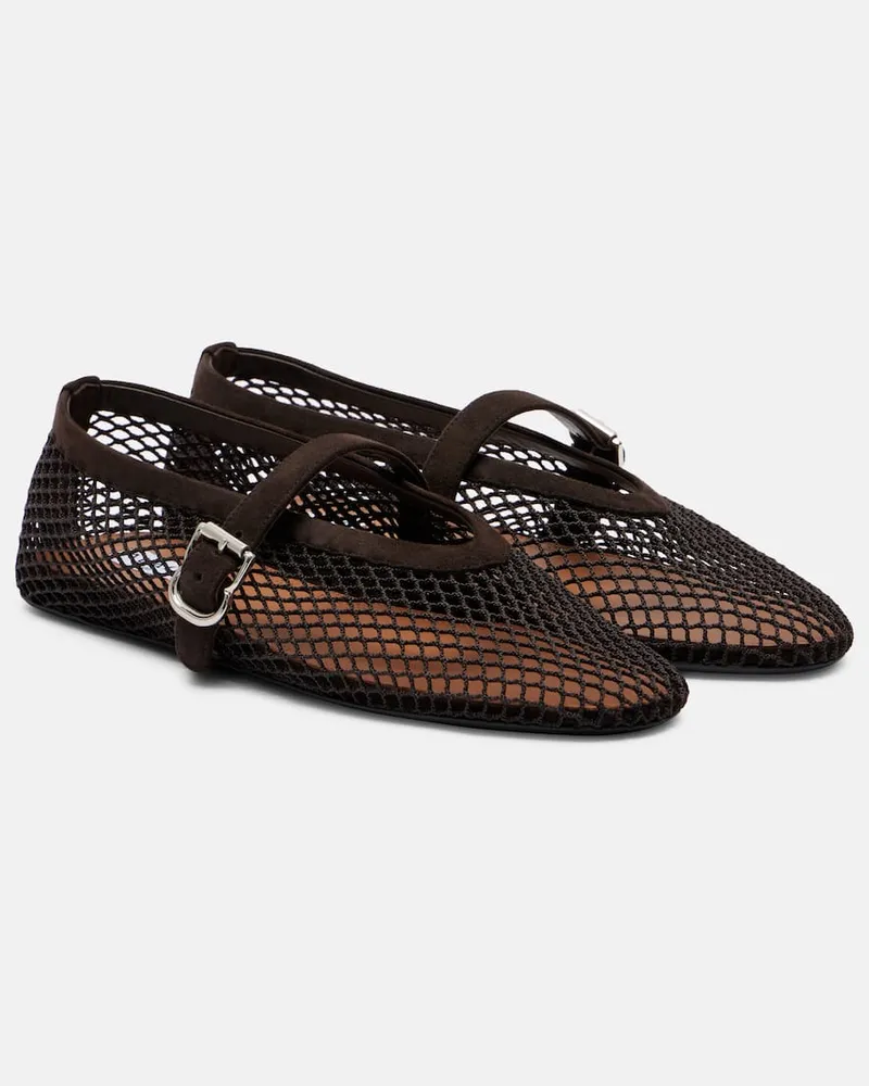 Alaïa Alaïa Ballerinas aus Mesh mit Veloursleder Braun