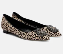 Ballerinas Hangisi aus Kalbshaar mit Kristallen