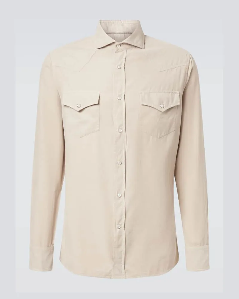 Brunello Cucinelli Hemd aus Baumwoll-Cord Beige