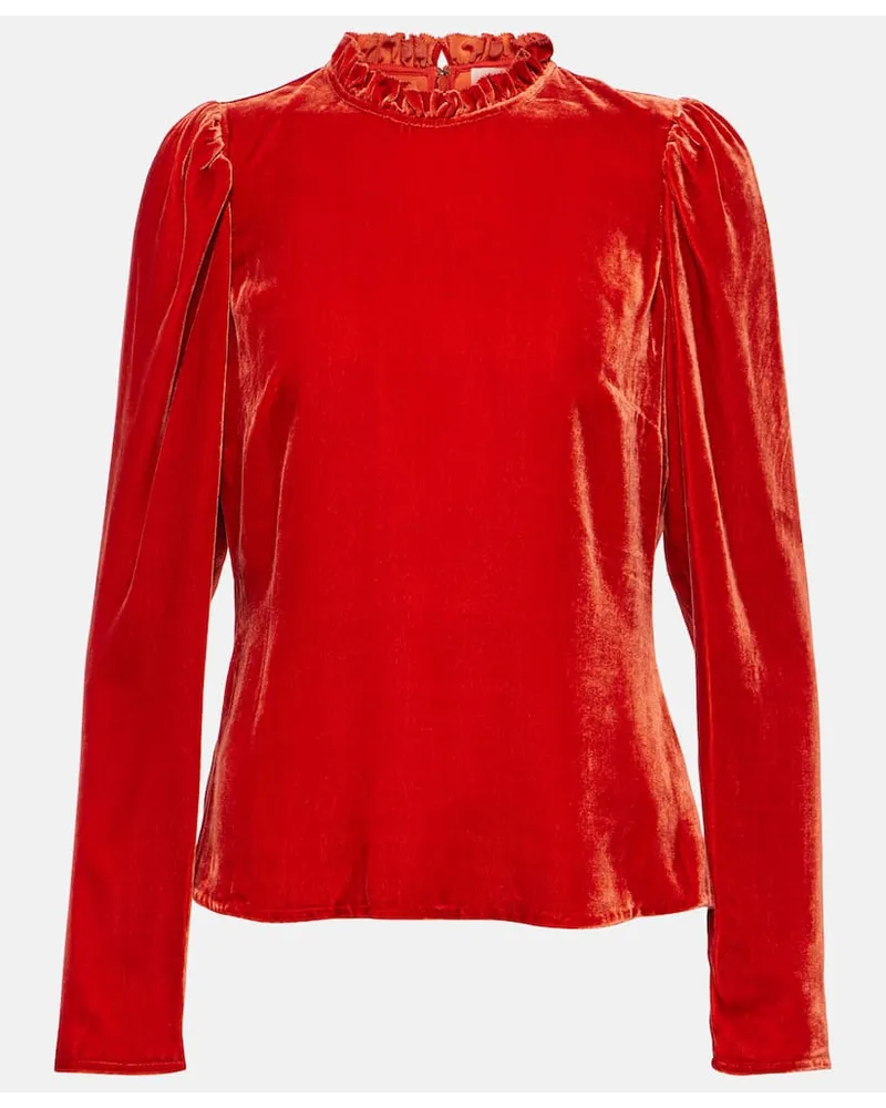 Ulla Johnson Bluse Mariene aus Samt Rot