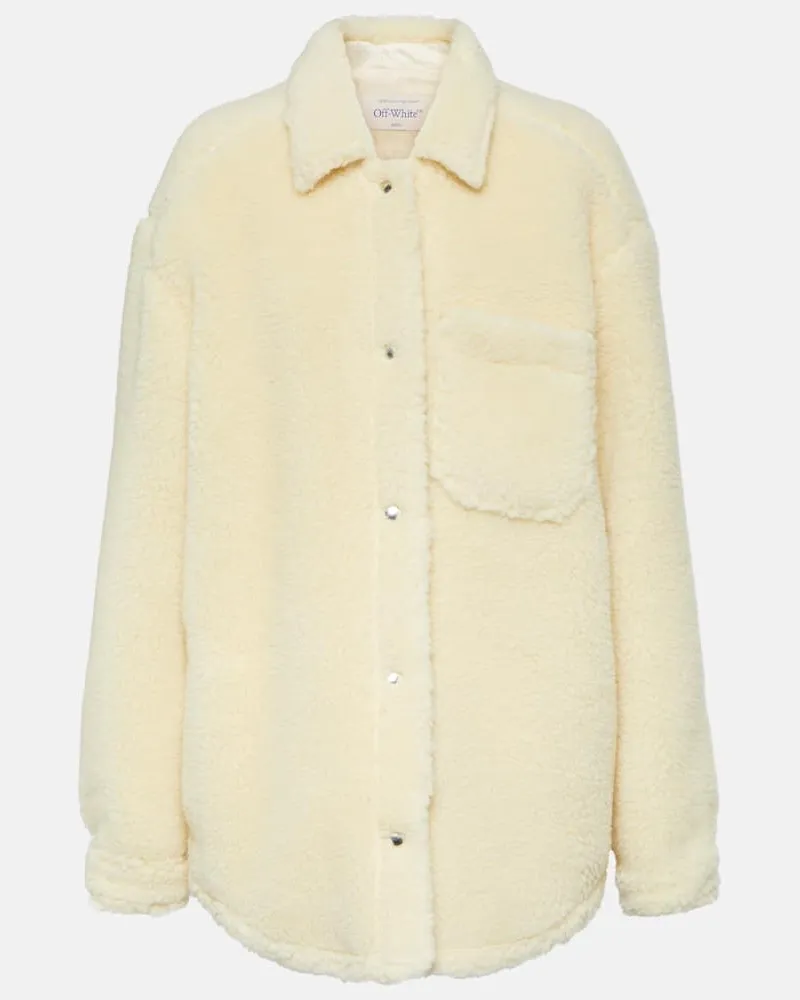 OFF-WHITE Hemdjacke aus Teddyfleece Weiß