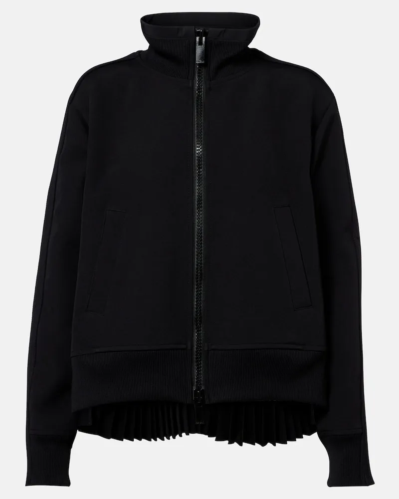 Sacai Sweatshirt aus Twill mit Reißverschluss Schwarz