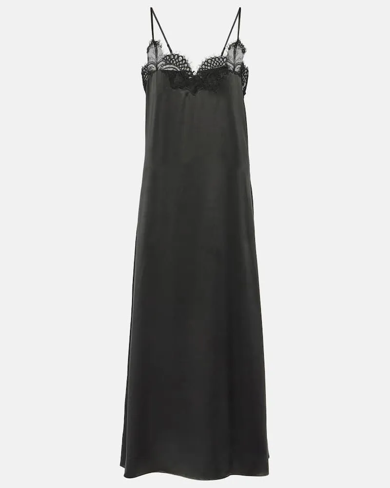 Co Slipdress aus Seidensatin mit Spitze Schwarz