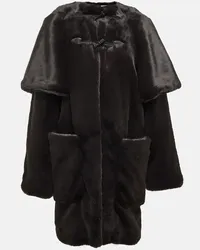 Alaïa Alaia Mantel aus Faux Fur und Leder Schwarz