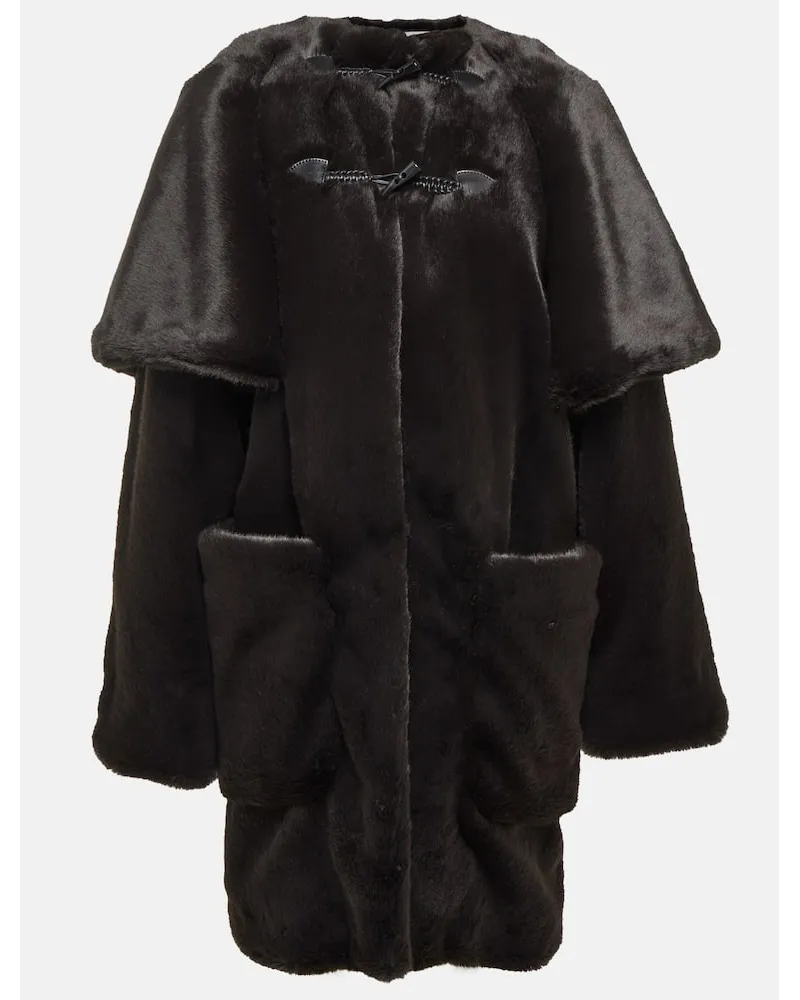 Alaïa Alaia Mantel aus Faux Fur und Leder Schwarz