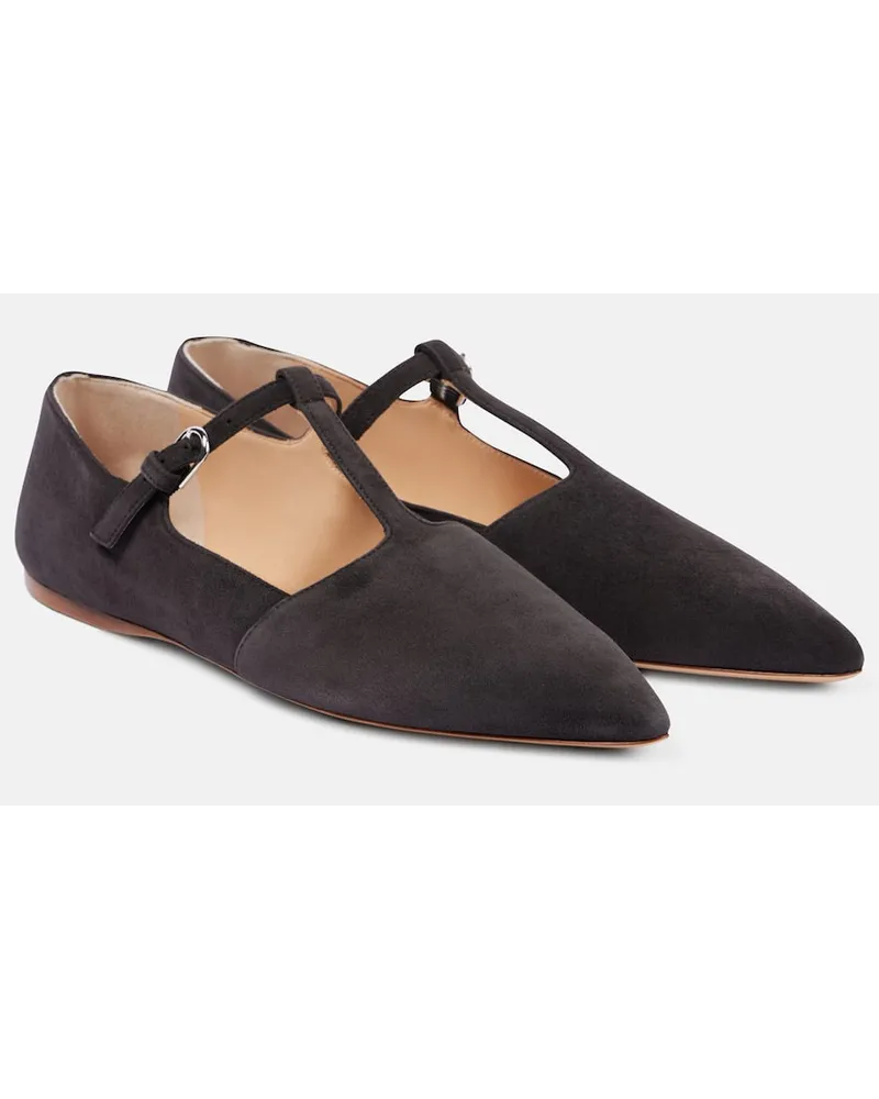 Gabriela Hearst Mary-Jane-Ballerinas Lola aus Veloursleder Schwarz