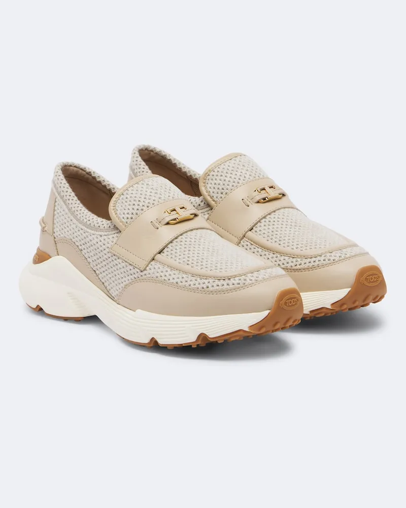 TOD'S Slip-on-Schuhe aus Mesh mit Leder Beige