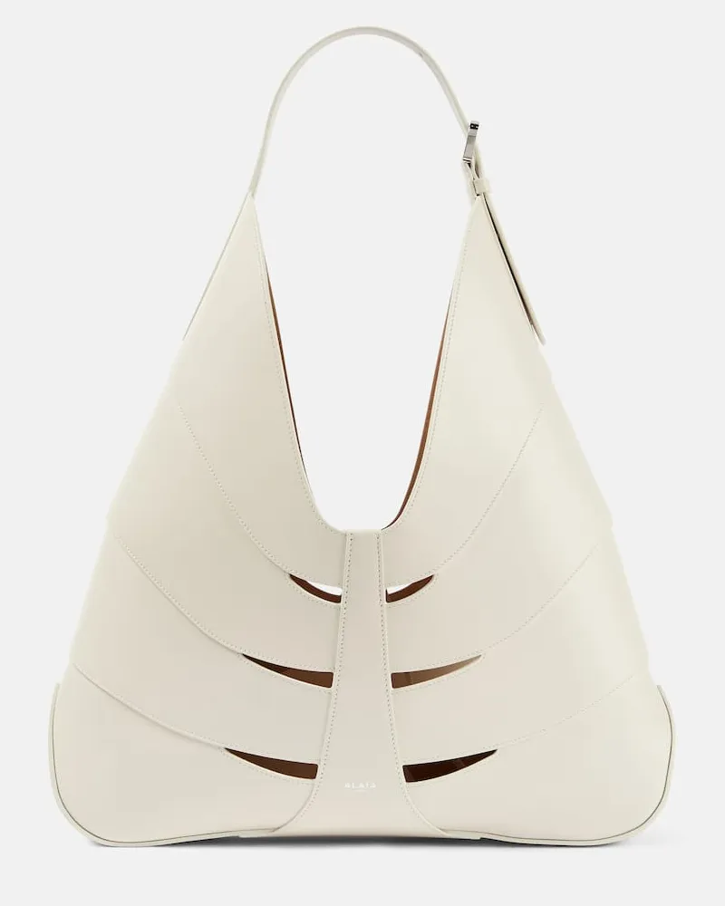 Alaïa Alaïa Schultertasche Delta aus Leder Weiß