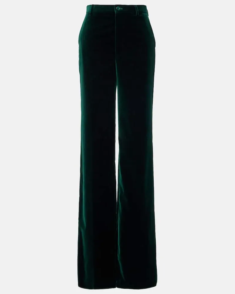Gucci High-Rise-Hose aus Baumwollsamt Grün