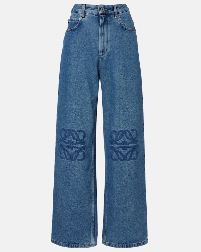 Loewe Wide-Leg Jeans Anagram Blau