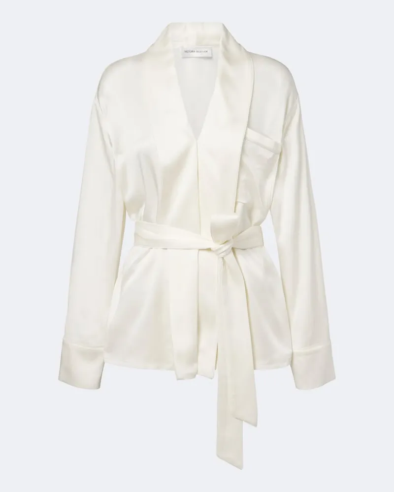 Victoria Beckham Bluse Alba aus Satin Weiß