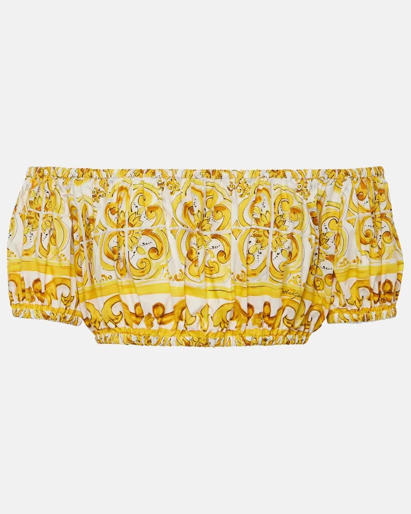 Dolce & Gabbana Off-Shoulder-Top Majolica aus Baumwolle Gelb