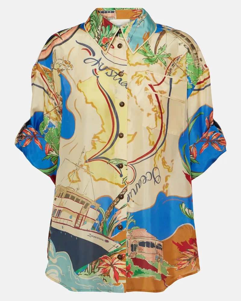 Zimmermann Bedrucktes Hemd Alight aus Seide Multicolor