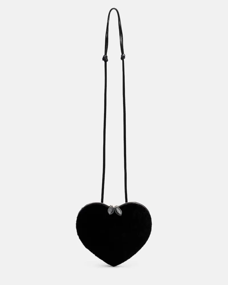 Alaïa Alaïa Schultertasche Le Cœur Small aus Shearling Schwarz