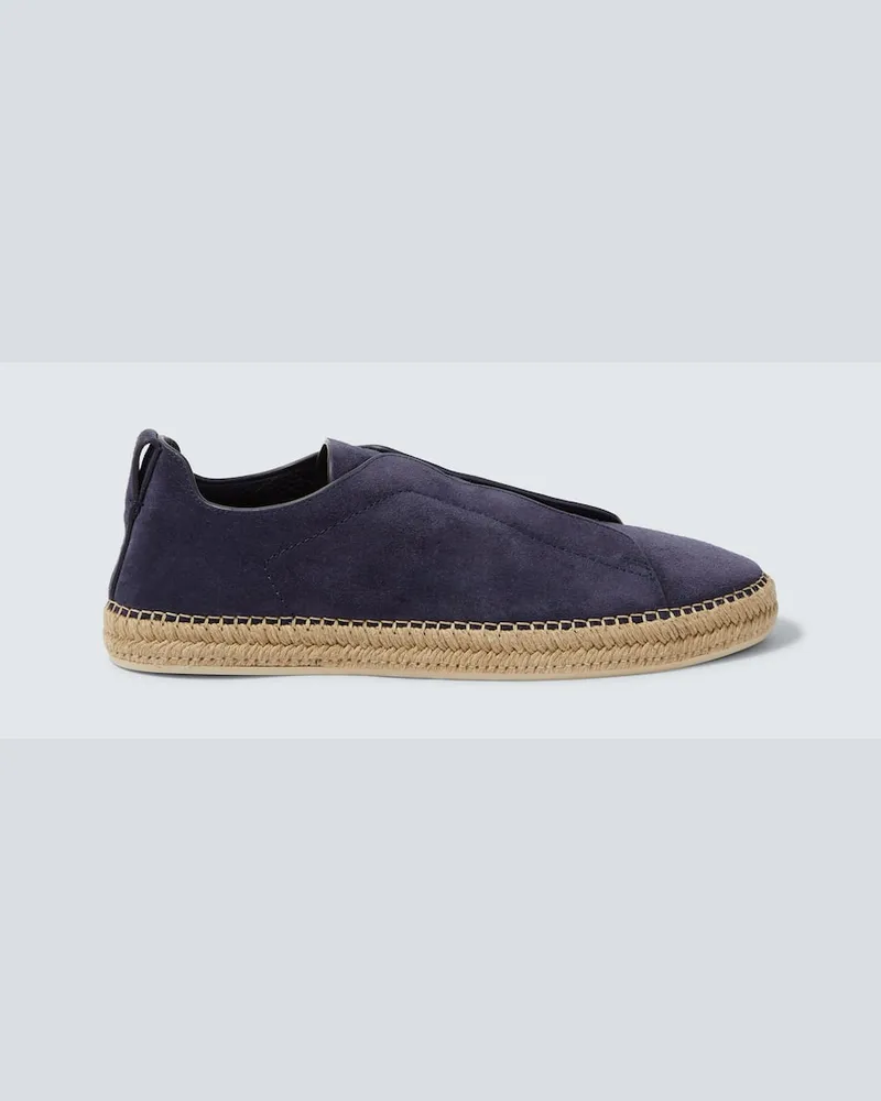 Ermenegildo Zegna Espadrilles Triple Stitch aus Veloursleder Blau
