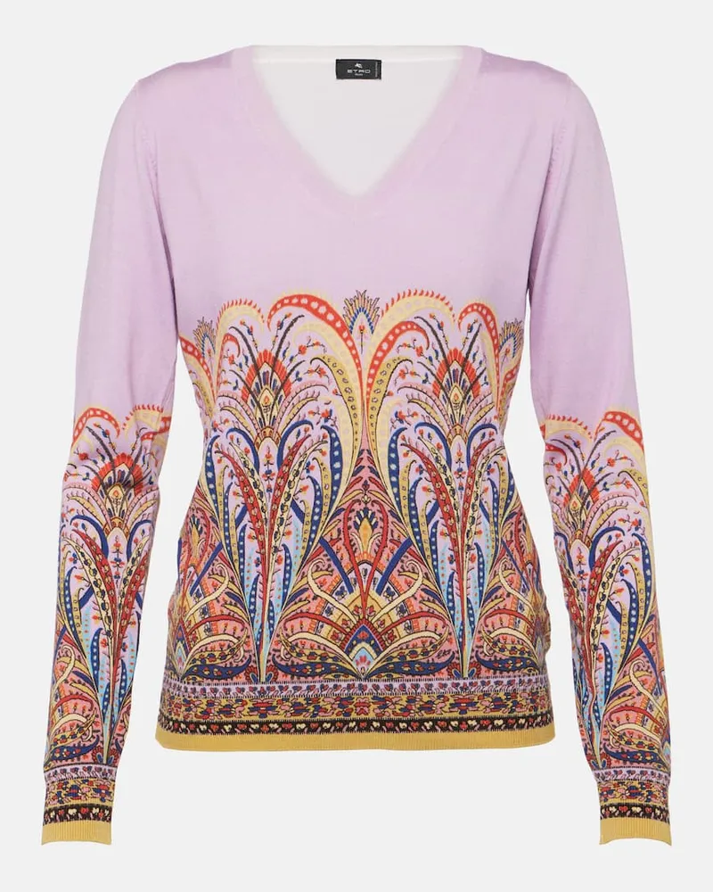 Etro Bedruckter Pullover aus einem Seidengemisch Rosa