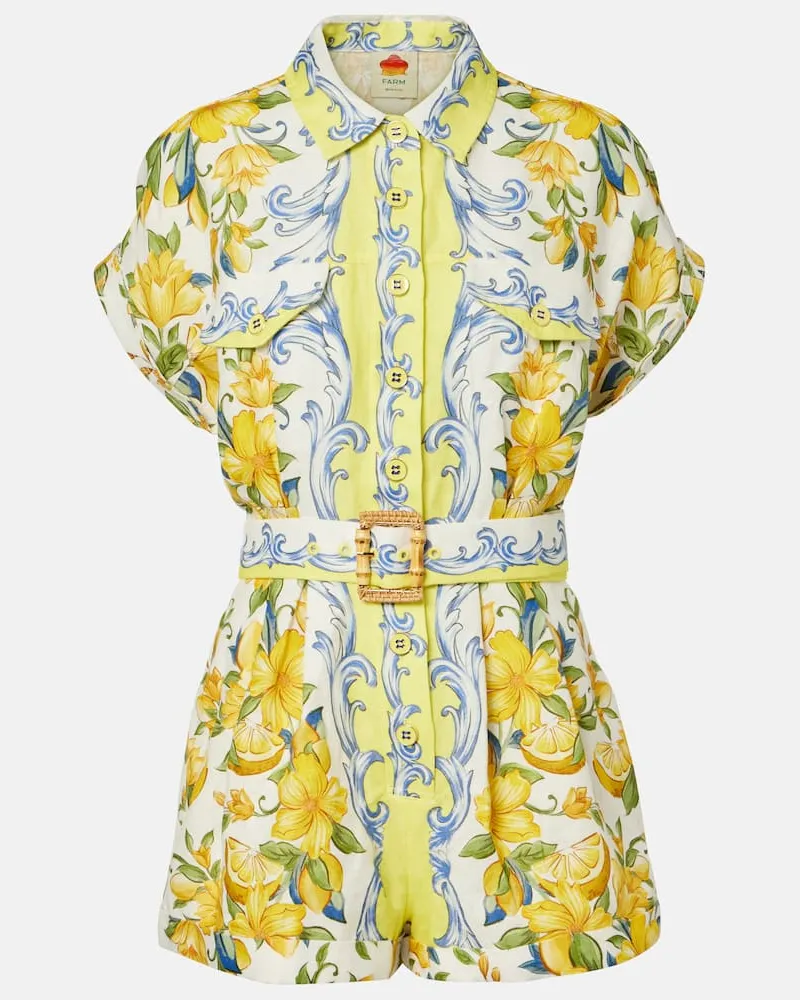 FARM Rio Bedruckter Playsuit aus Leinen Multicolor