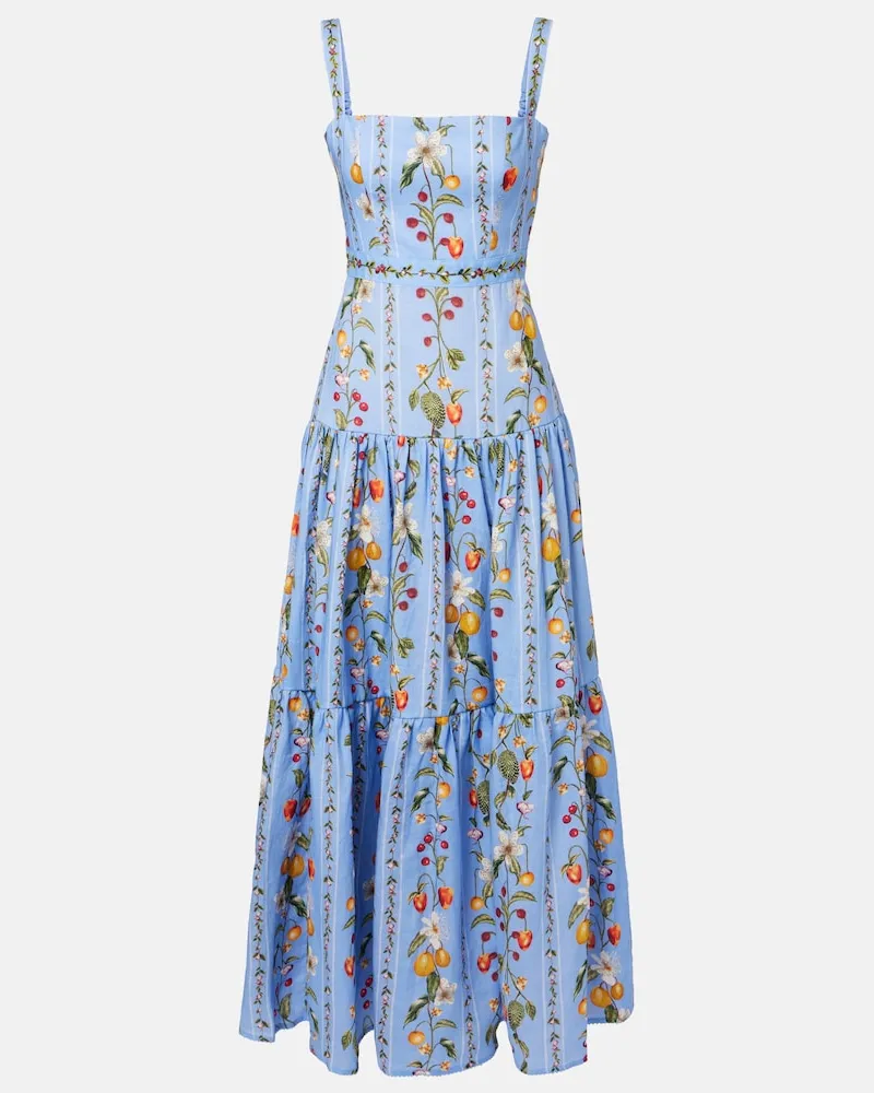 AGUA BENDITA Maxikleid Lima aus Leinen Blau