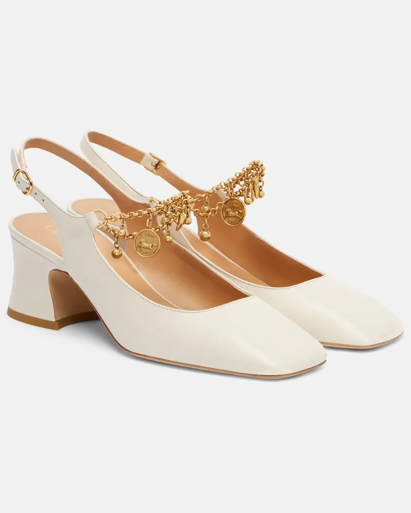 Chloé Chloé Slingback-Pumps Chloé Charms 55 aus Leder Weiß