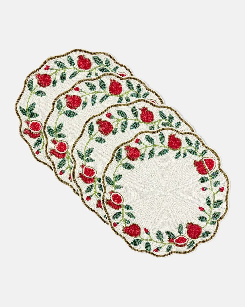 Les-Ottomans Verziertes Set aus vier Tischsets Rot