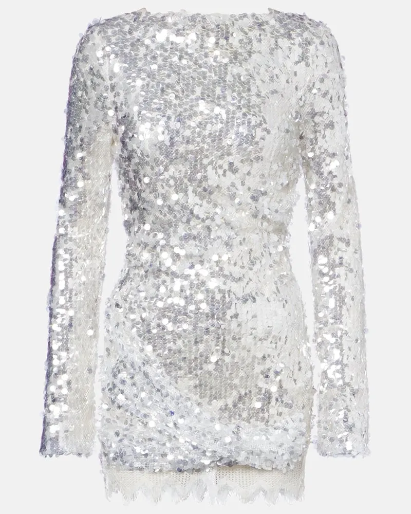Christopher Esber Minikleid Opaline mit Pailletten Silber