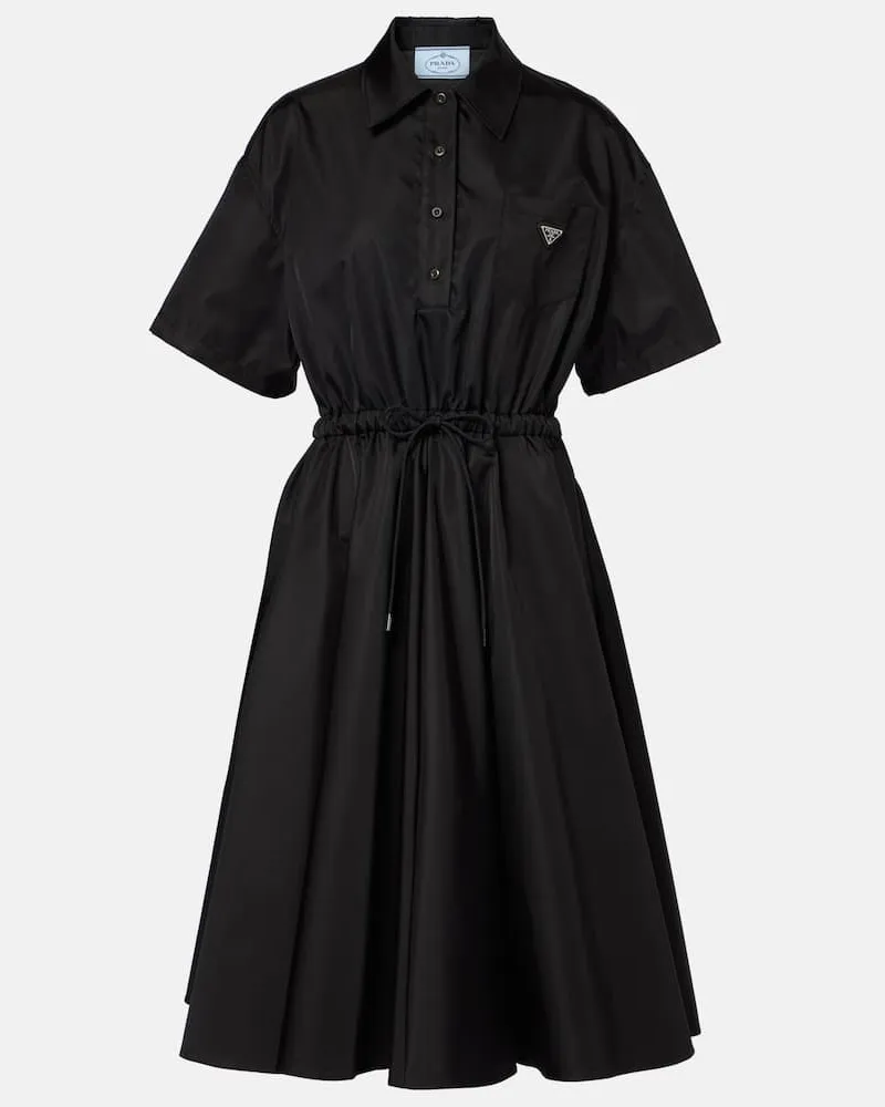 Prada Midikleid aus Re-Nylon Schwarz