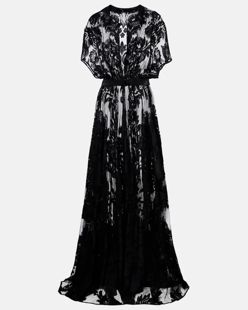 Norma Kamali Hemdblusenkleid aus Spitze Schwarz