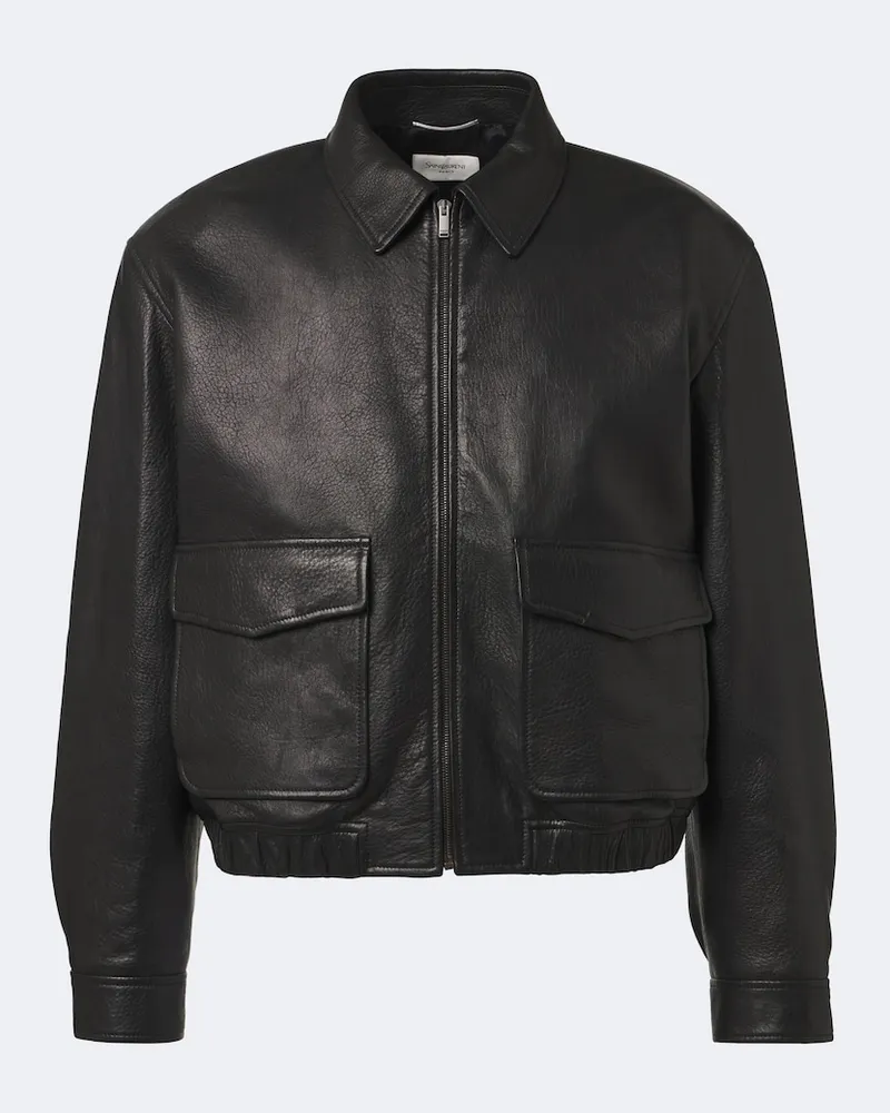 Saint Laurent Blouson aus Leder Schwarz