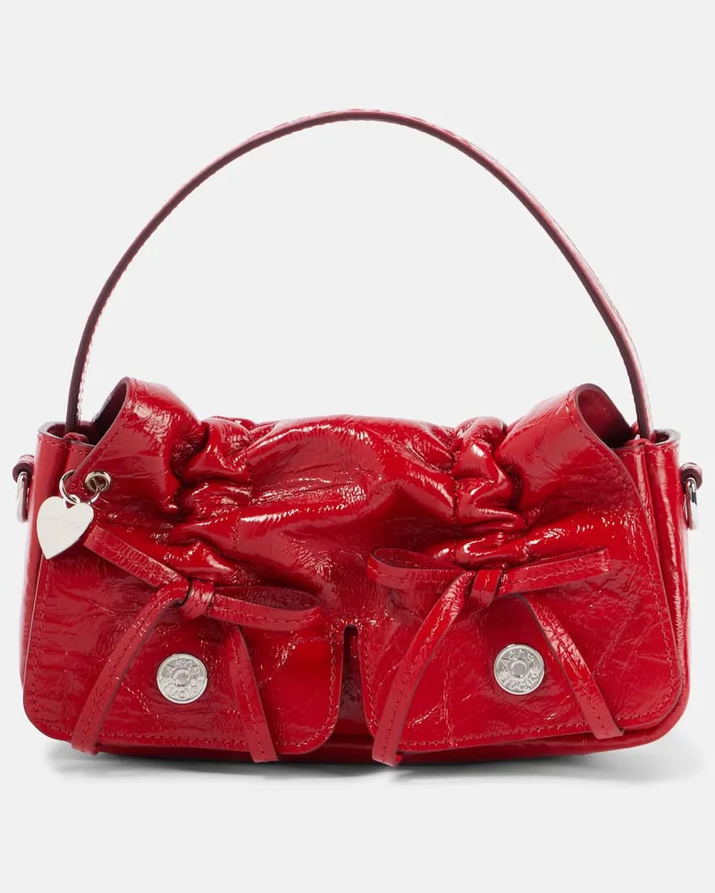 Acne Studios Schultertasche Multipocket Micro aus Leder Rot