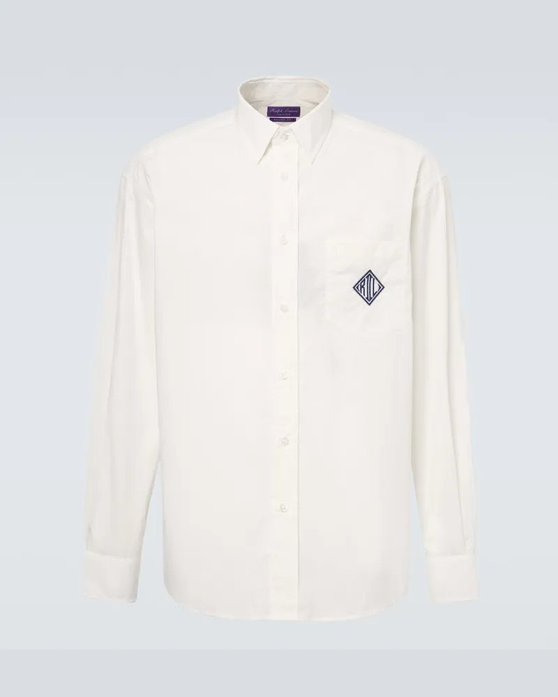 Ralph Lauren Besticktes Hemd aus Baumwollpopeline Weiß