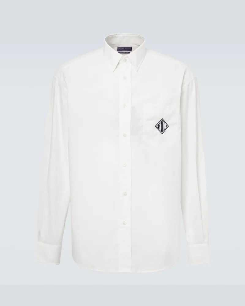 Ralph Lauren Besticktes Hemd aus Baumwollpopeline Weiß