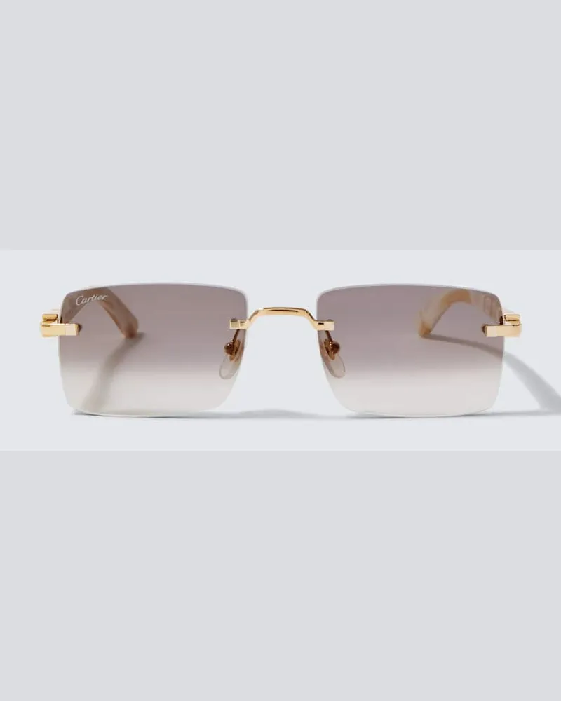 Cartier Eckige Sonnenbrille Signature C De Cartier Gold