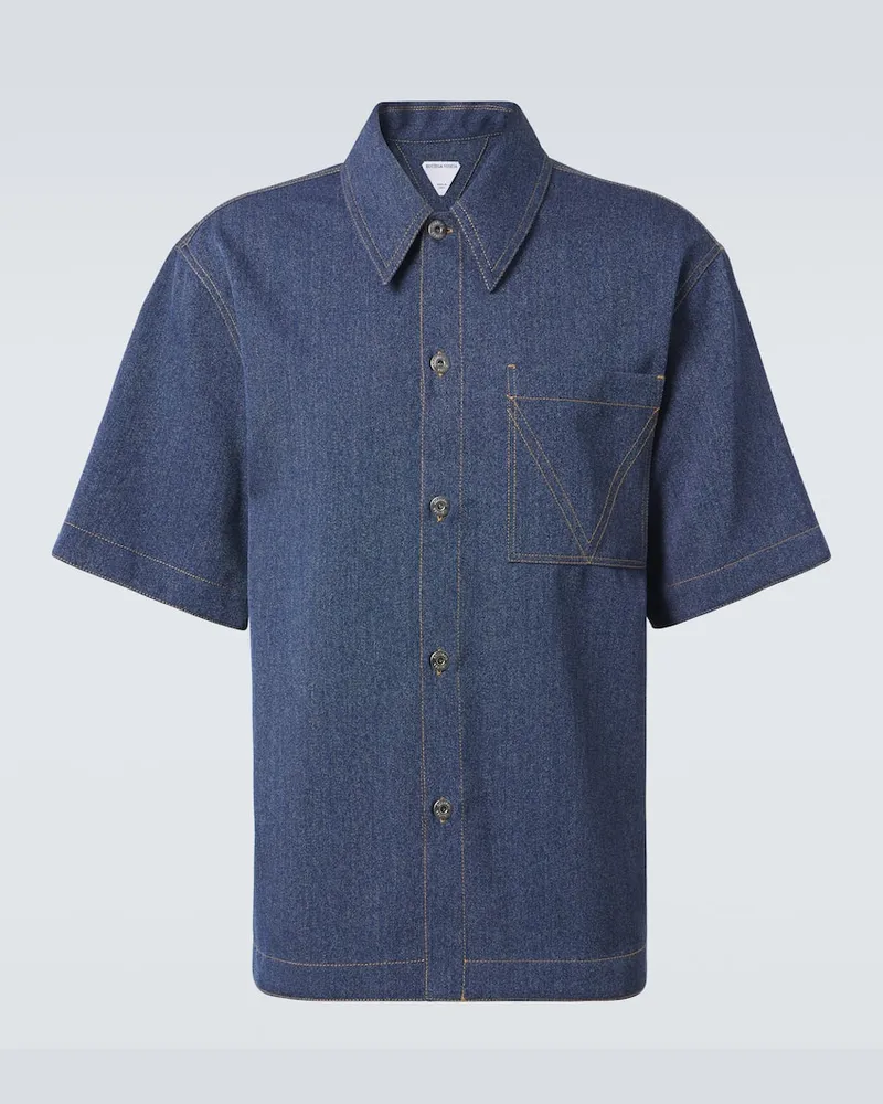 Bottega Veneta Hemd aus Wolle und Baumwolle Blau
