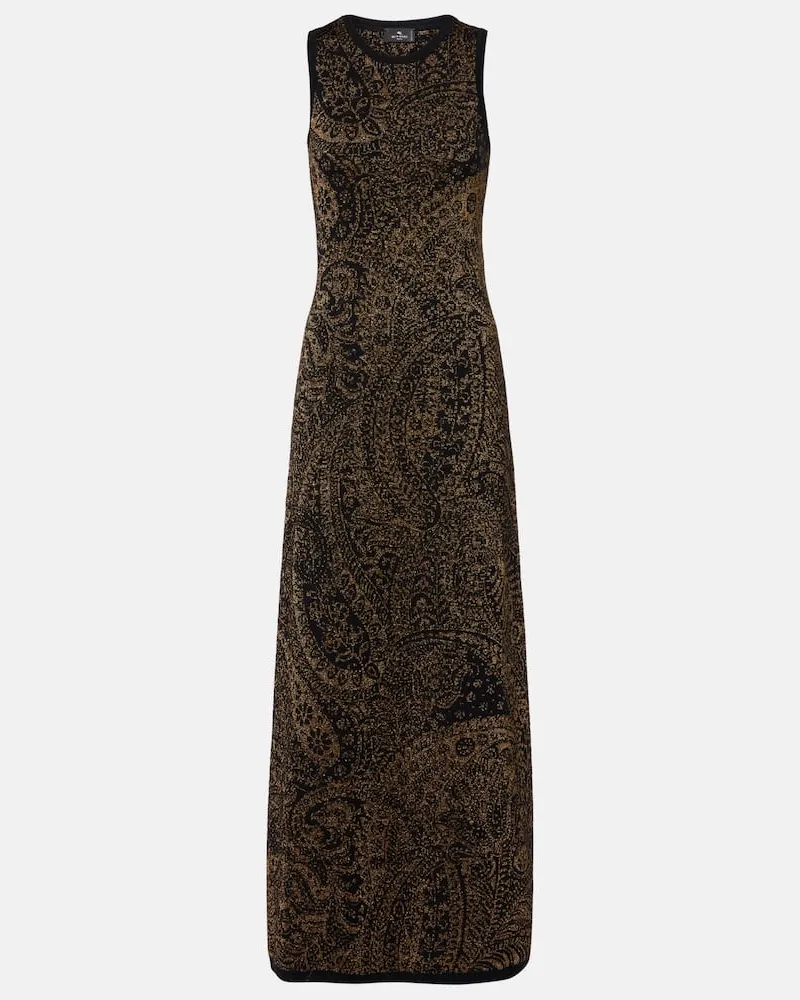 Etro Maxikleid aus Jacquard Schwarz