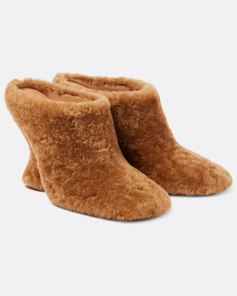 Dries van Noten Wedges aus Shearling Braun