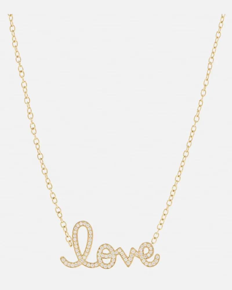 Sydney Evan Halskette Love aus 14kt Gelbgold mit Diamanten Gold