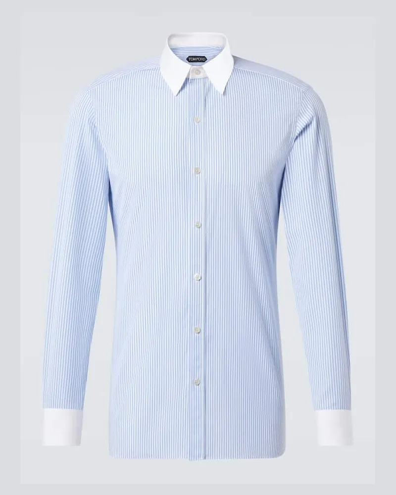 Tom Ford Hemd aus Baumwollpopeline Blau