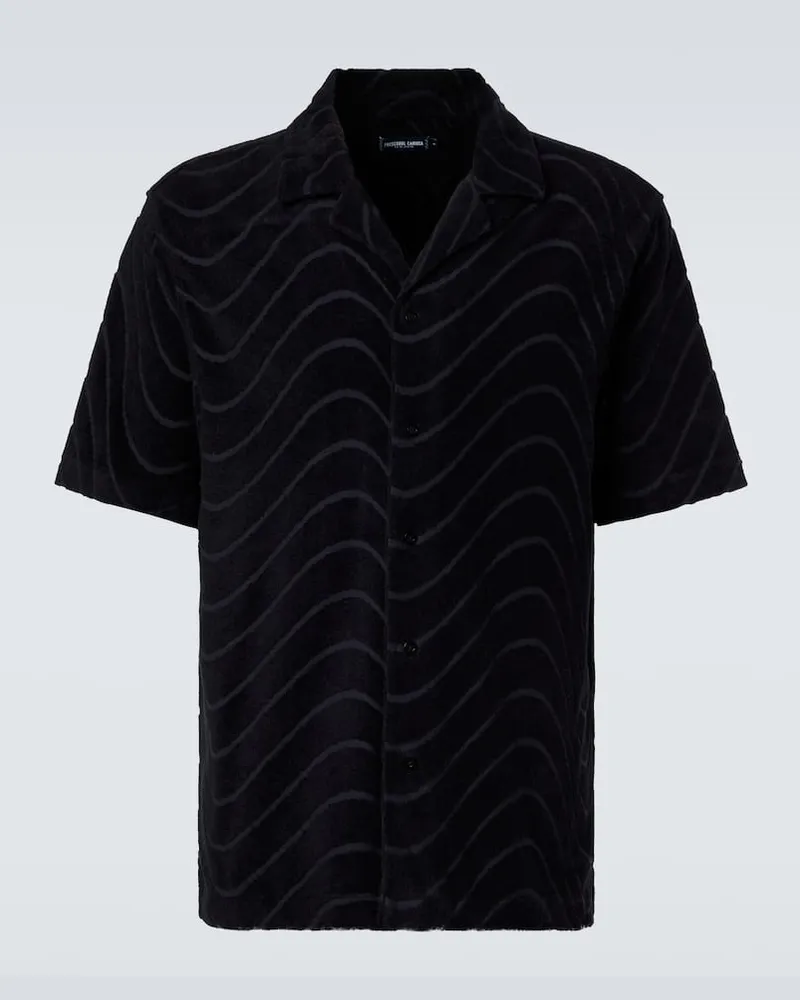 Frescobol Carioca Besticktes Hemd aus Frottee Schwarz