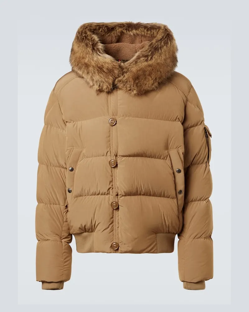 Moncler Daunenjacke Luynes mit Faux Fur Beige