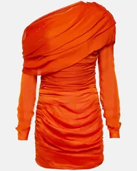 Saint Laurent One-Shoulder-Minikleid aus Seide Orange