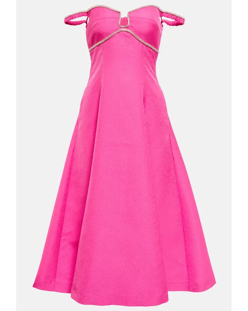 Self-Portrait Verziertes Midikleid Pink