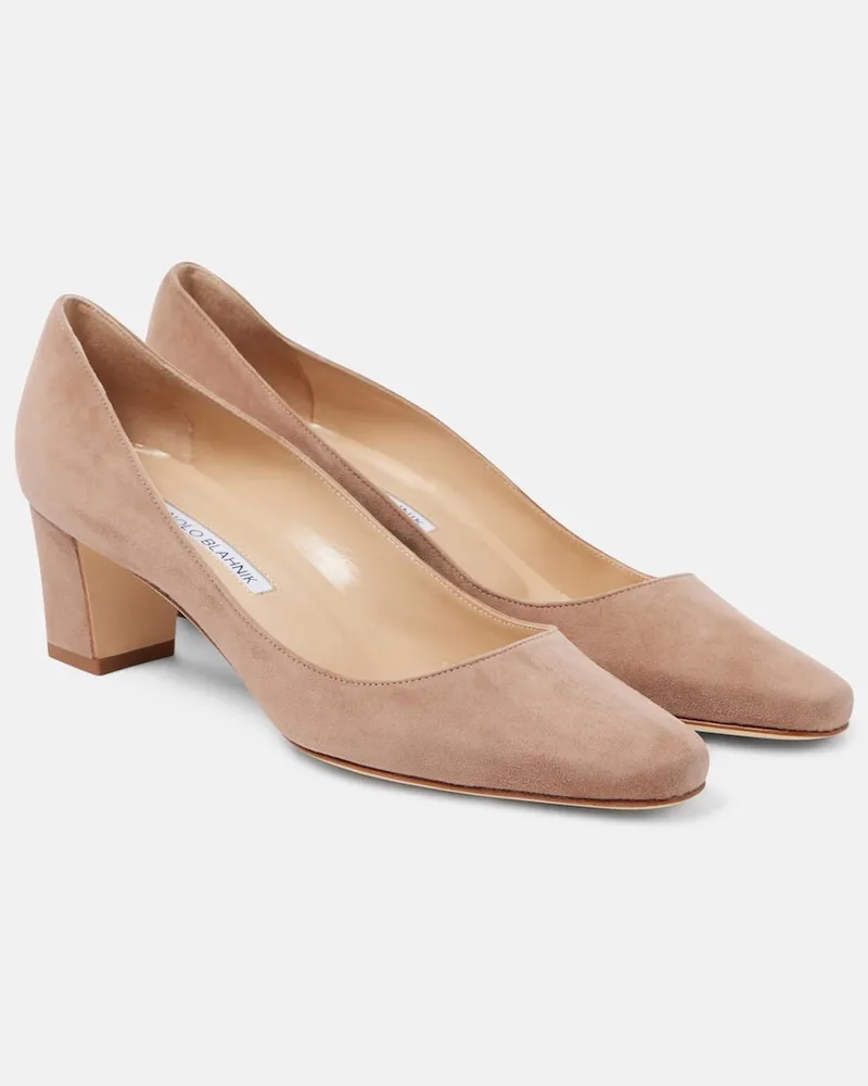 Manolo Blahnik Pumps Okkatopla 50 aus Veloursleder Neutral