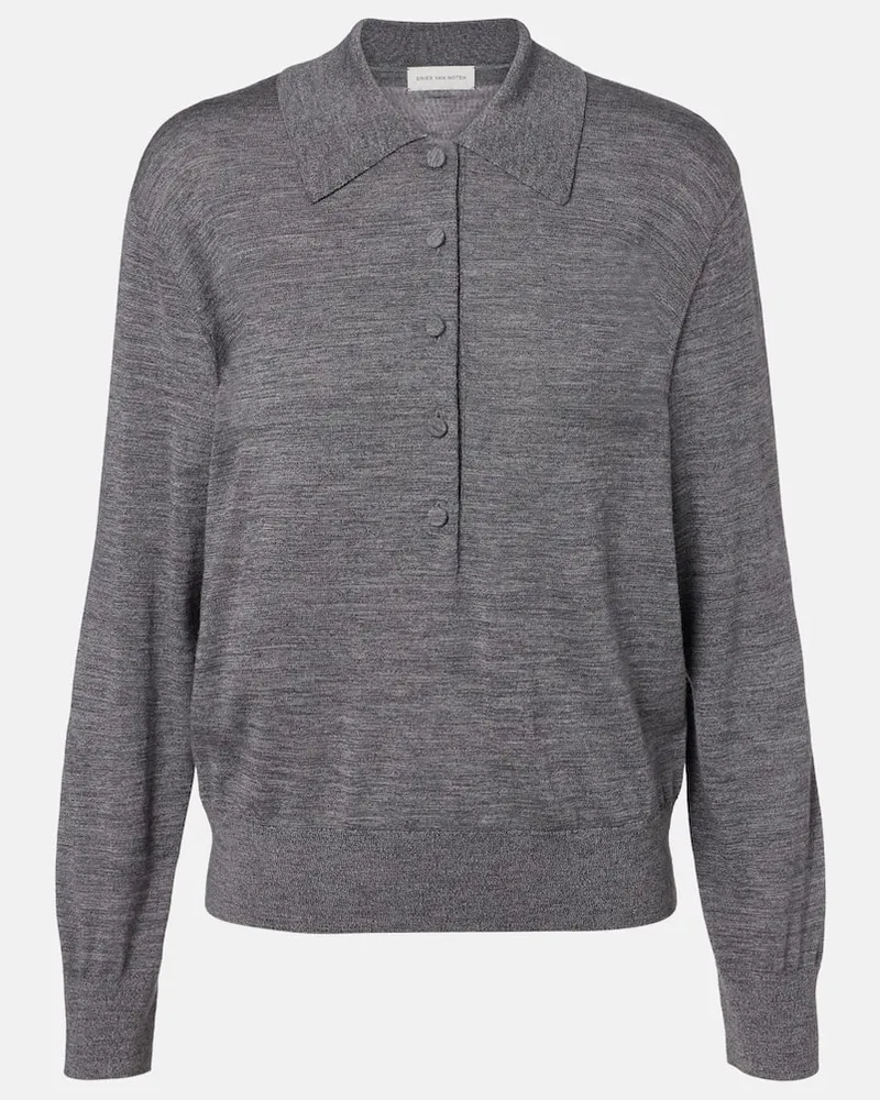 Dries van Noten Polopullover aus Wolle Grau
